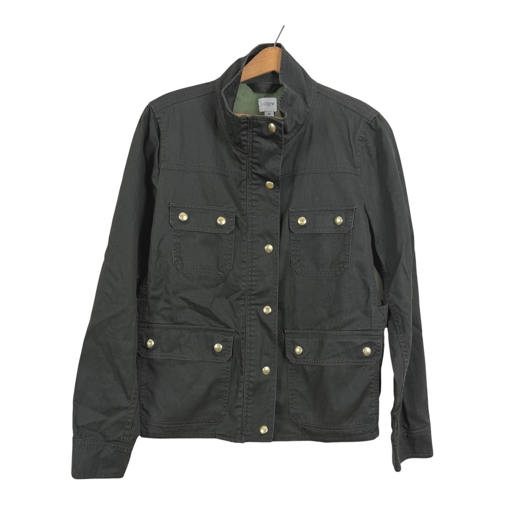 J Crew Women Downtown Field Jacket Size Medium Olive Green Utility Military